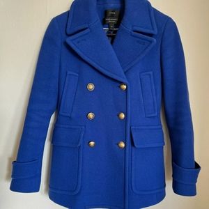 EUC J CREW stadium cloth nello gori wool pea coat 00 XXS